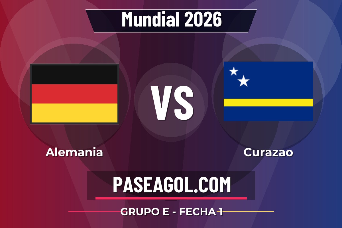Alemania vs Curazao Alemania vs Curazao - Grupo E - Fecha 1 - Mundial 2026