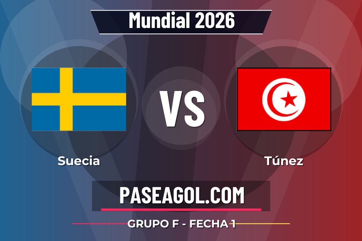 Suecia vs Túnez Suecia vs Túnez - Grupo F - Fecha 1 - Mundial 2026