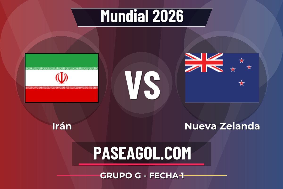 Irán vs Nueva Zelanda Irán vs Nueva Zelanda - Grupo G - Fecha 1 - Mundial 2026