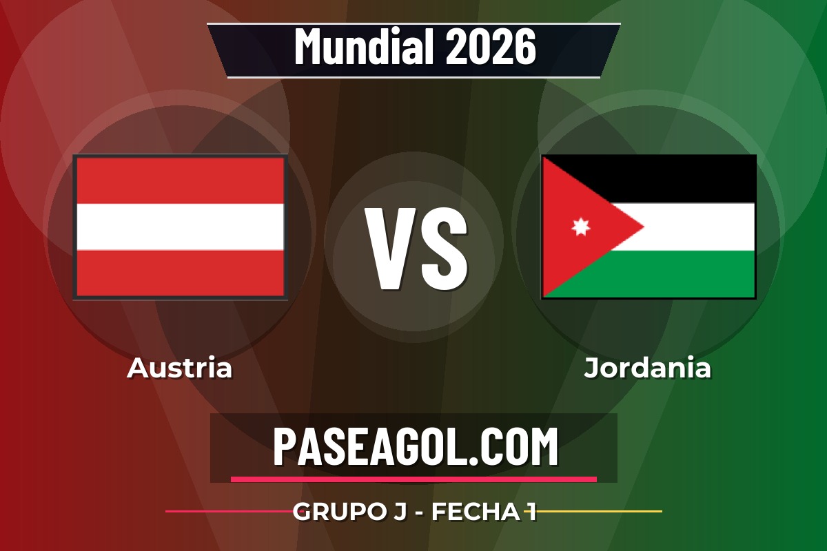 Austria vs Jordania Austria vs Jordania - Grupo J - Fecha 1 - Mundial 2026
