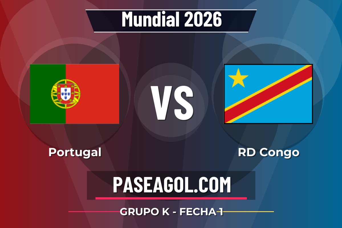 Portugal vs RD Congo Portugal vs RD Congo - Grupo K - Fecha 1 - Mundial 2026