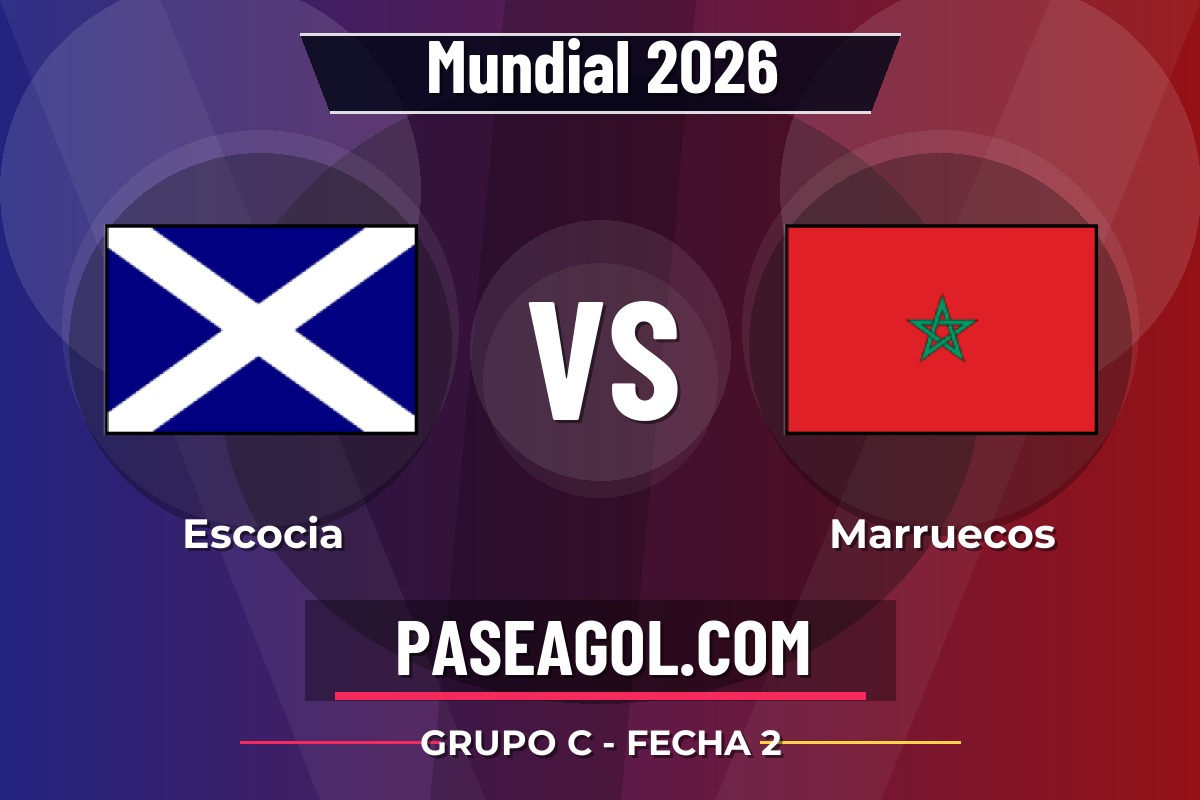 Escocia vs Marruecos Escocia vs Marruecos - Grupo C - Fecha 2 - Mundial 2026
