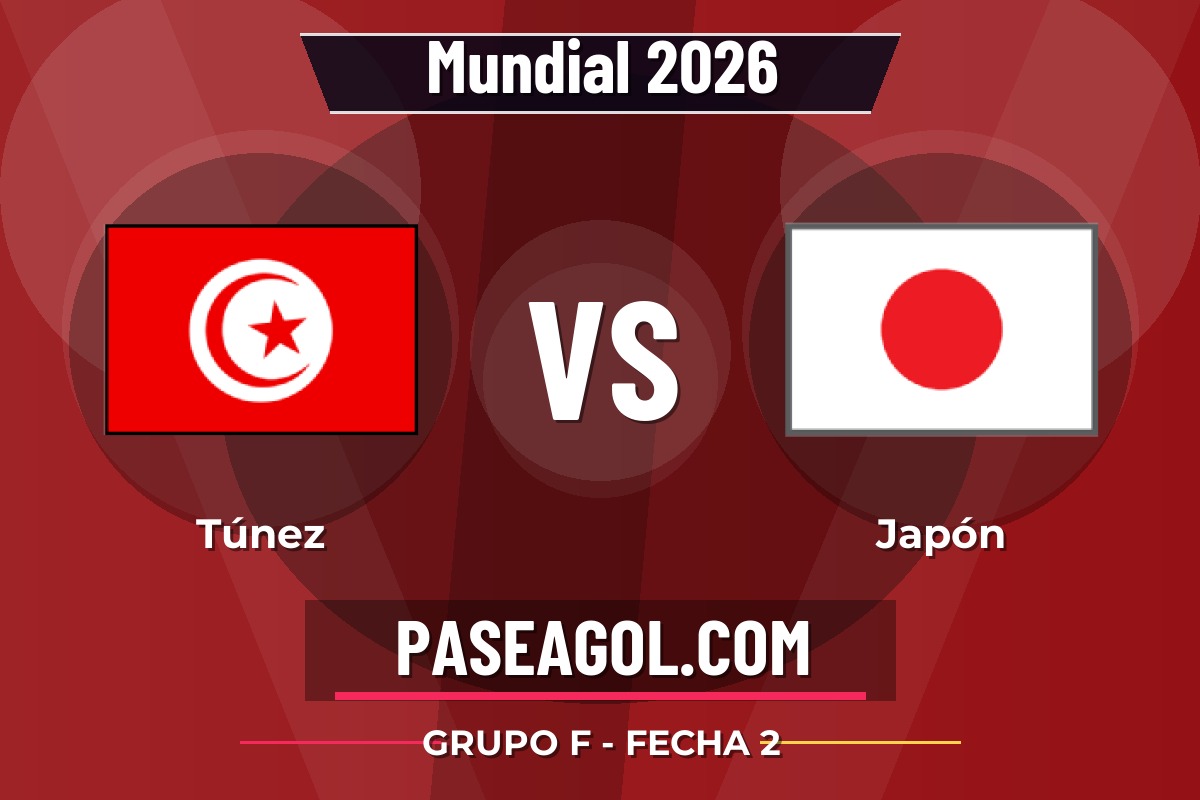 Túnez vs Japón Túnez vs Japón - Grupo F - Fecha 2 - Mundial 2026