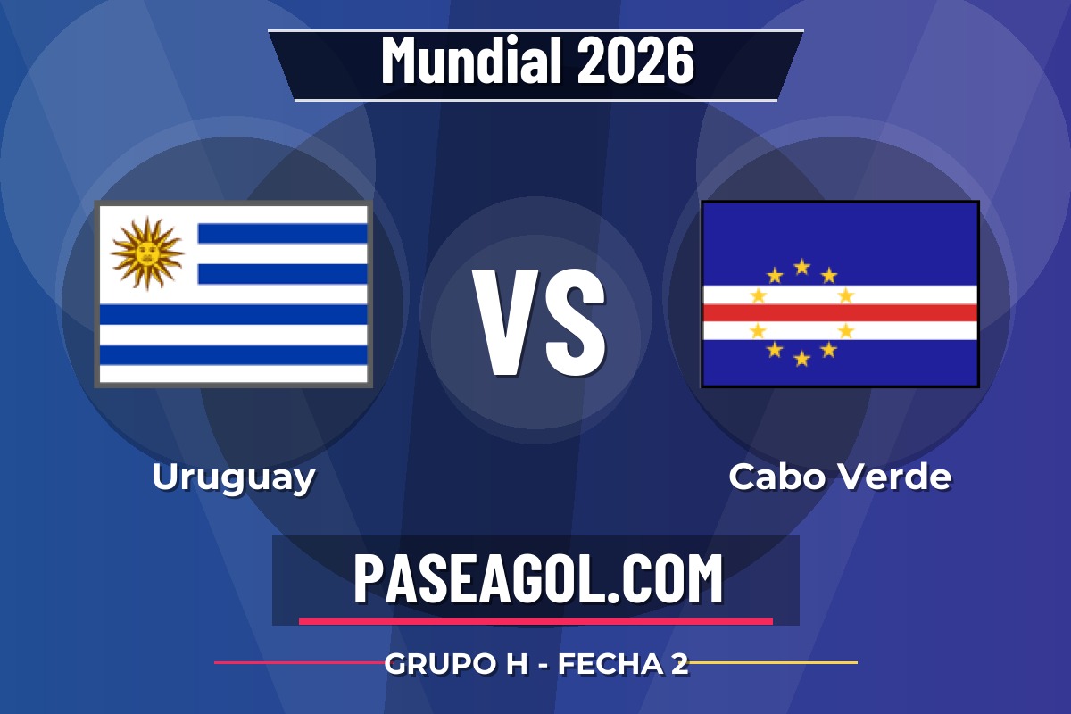 Uruguay vs Cabo Verde Uruguay vs Cabo Verde - Grupo H - Fecha 2 - Mundial 2026