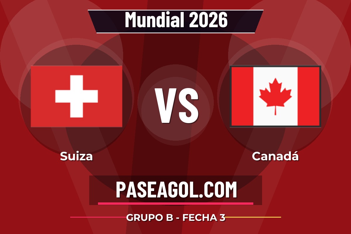 Suiza vs Canadá Suiza vs Canadá - Grupo B - Fecha 3 - Mundial 2026