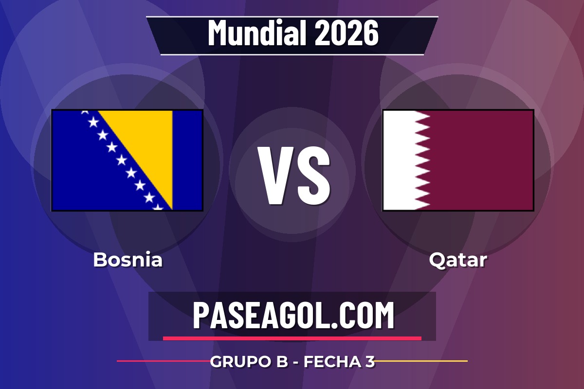Bosnia vs Qatar Bosnia vs Qatar - Grupo B - Fecha 3 - Mundial 2026