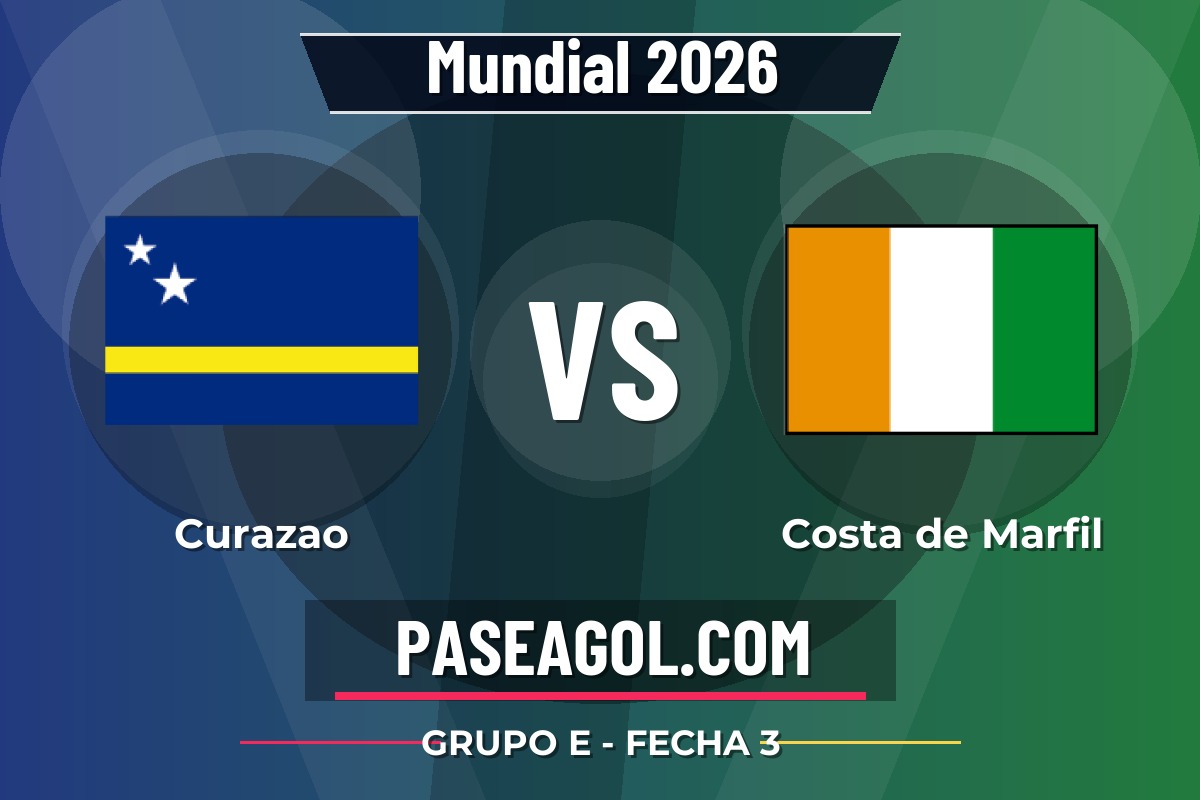 Curazao vs Costa de Marfil Curazao vs Costa de Marfil - Grupo E - Fecha 3 - Mundial 2026