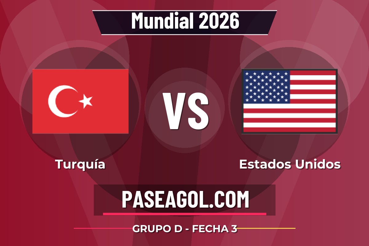 Turquía vs Estados Unidos Turquía vs Estados Unidos - Grupo D - Fecha 3 - Mundial 2026