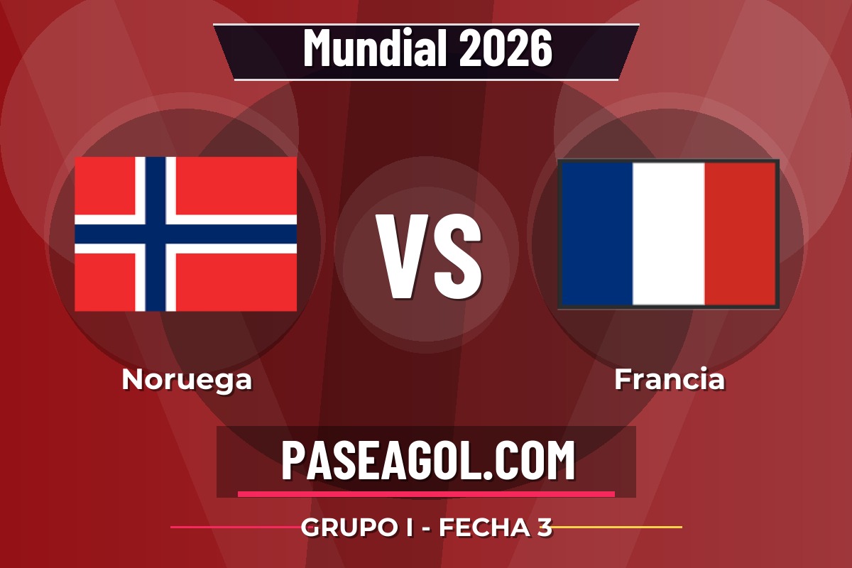 Noruega vs Francia Noruega vs Francia - Grupo I - Fecha 3 - Mundial 2026
