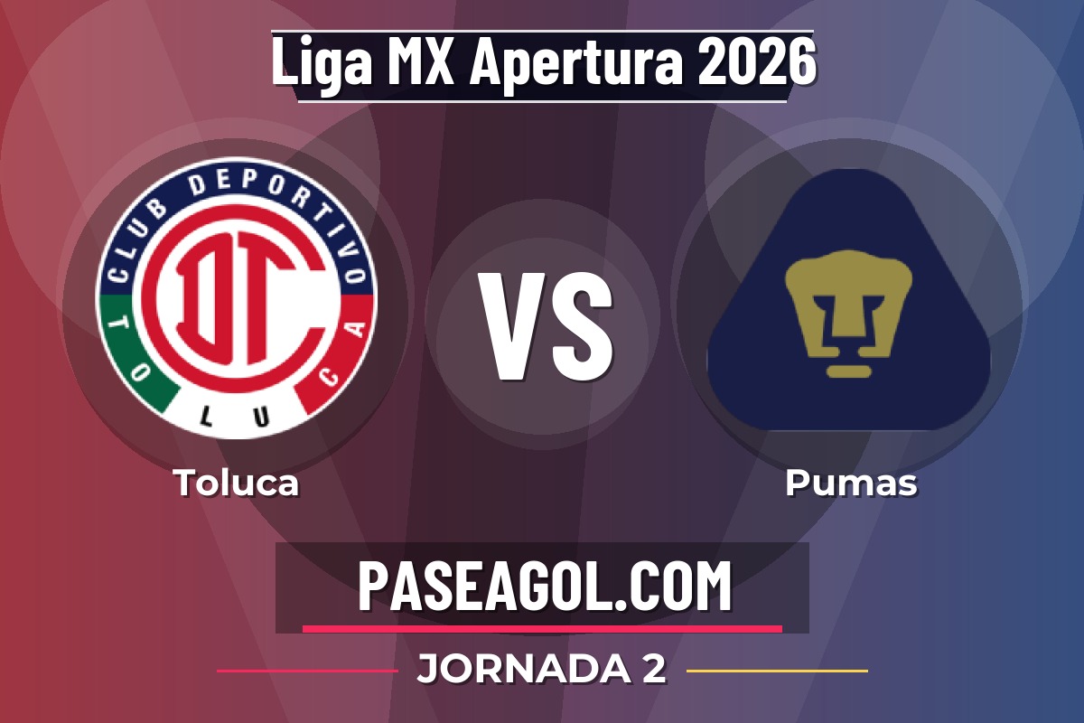 Toluca vs Pumas Toluca vs Pumas - Jornada 2 - Liga MX Apertura 2026