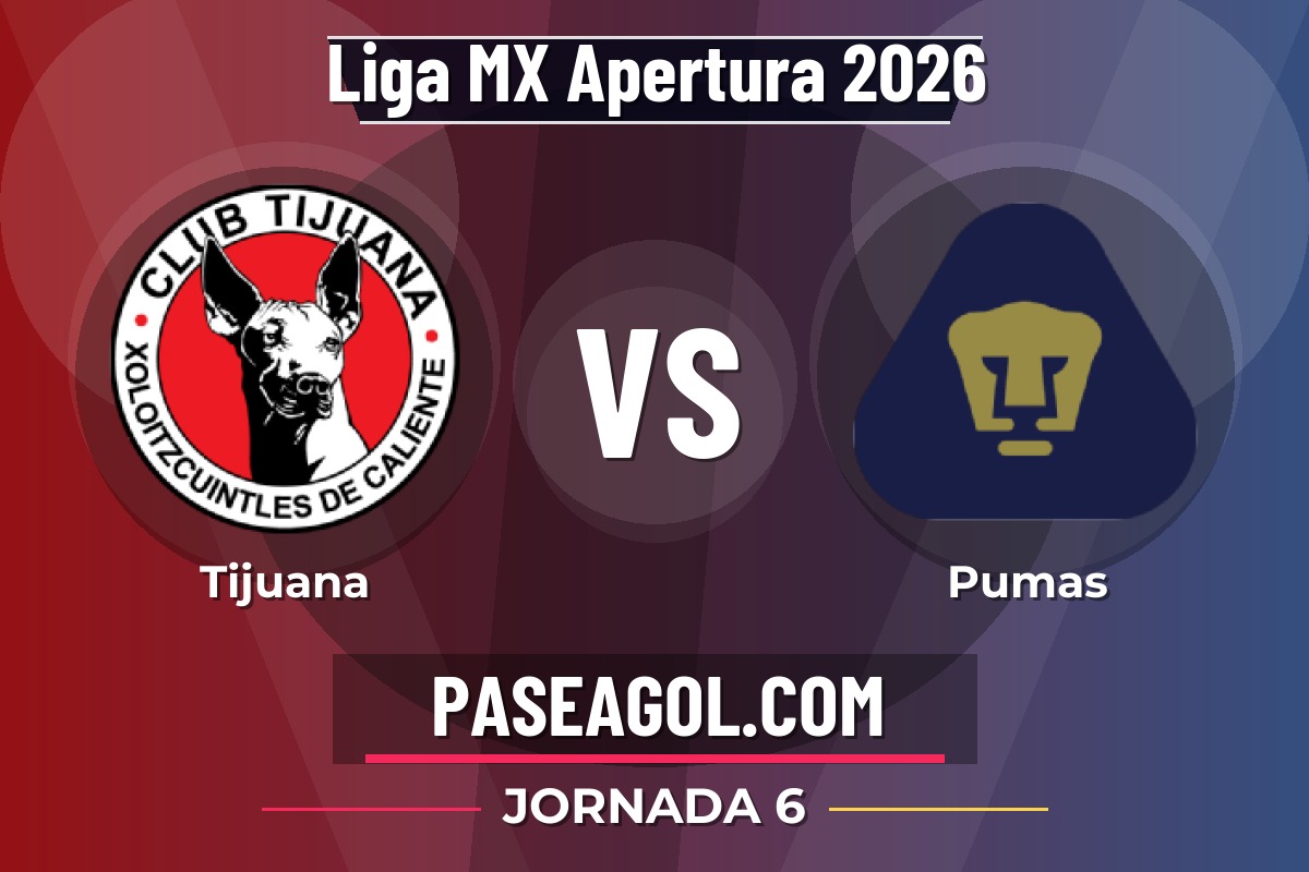 Tijuana vs Pumas Tijuana vs Pumas - Jornada 6 - Liga MX Apertura 2026