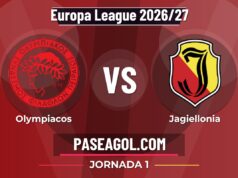Olympiacos vs Jagiellonia en vivo Europa League 2026/27, dónde ver Olympiacos vs Jagiellonia - Jornada 1 - Europa League 2026/27