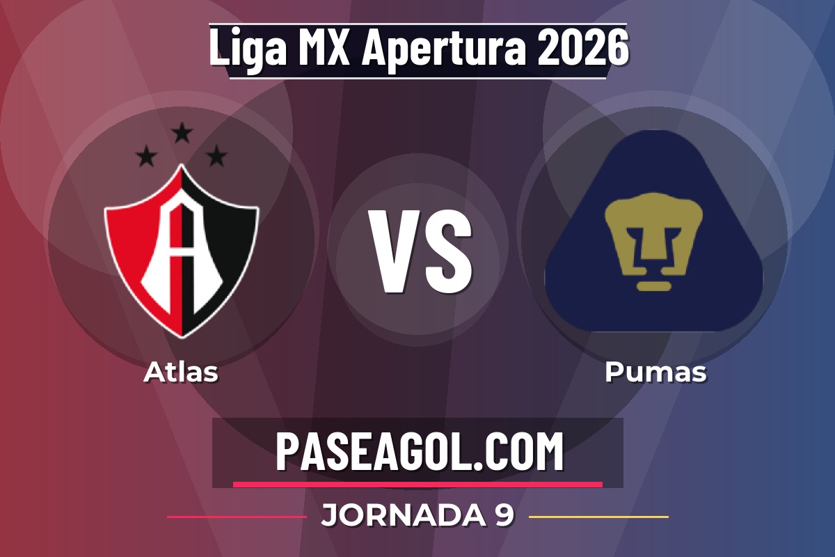Atlas vs Pumas Atlas vs Pumas - Jornada 9 - Liga MX Apertura 2026